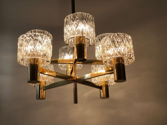 Brass and Lead Glass Pendant Lamp from J. T. Kalmar, Austria, 1965-BAF-763559