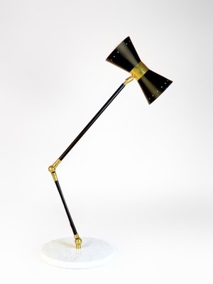 Brass and Marble Articulated Table Lamp, 1950s-WLO-987771