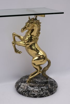 Brass and Marble Base Console Table with Horses, Italy, 1970-FER-970017