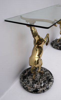 Brass and Marble Base Console Table with Horses, Italy, 1970-FER-970017