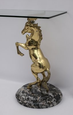 Brass and Marble Base Console Table with Horses, Italy, 1970-FER-970017