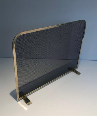 Brass and Mesh Fire Screen, 1970s-BA-1481495