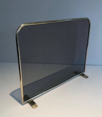 Brass and Mesh Fire Screen, 1970s-BA-1481495