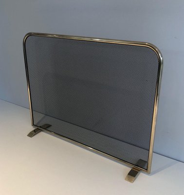 Brass and Mesh Fire Screen, 1970s-BA-1481495