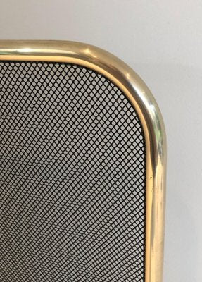 Brass and Mesh Fire Screen, 1970s-BA-1481495