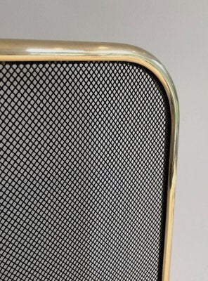 Brass and Mesh Fire Screen, 1970s-BA-1481495