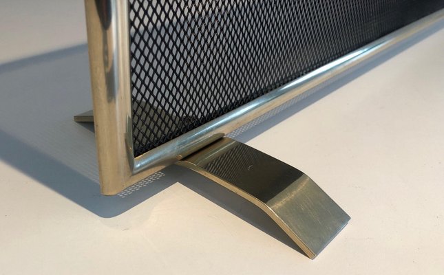 Brass and Mesh Fire Screen, 1970s-BA-1481495