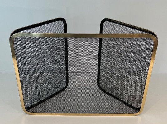 Brass and Mesh Fireguard, 1970s-BA-1784736