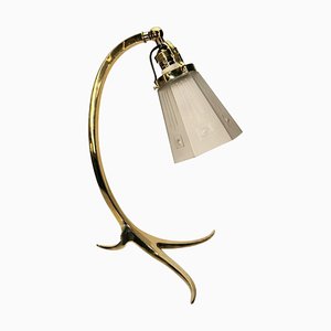 Brass and Milk Glass Shade Table Lamp, 1910-VDW-885981