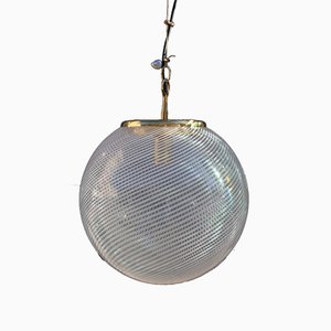 Brass and Murano Glass Ball Ceiling Lamp from VeArt, 1970s-EH-786343