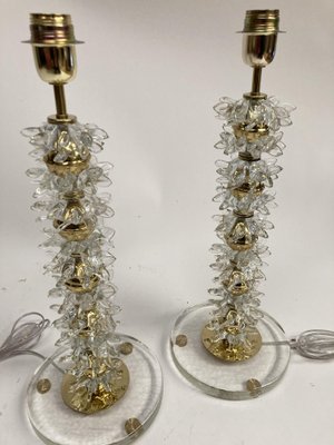 Brass and Murano Glass Lamps, Set of 2-VRR-1128608