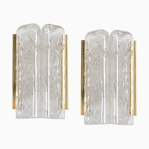 Brass and Murano Glass Wall Sconces attributed to Doria, Germany, 1960s, Set of 2-UGR-1817210