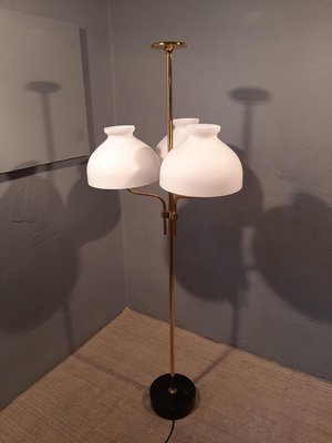 brass and Opaline Glass Model LTA3B 3-Light Floor Lamp by Ignazio Gardella for Azucena, 2000s-OHK-1148233