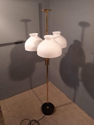 brass and Opaline Glass Model LTA3B 3-Light Floor Lamp by Ignazio Gardella for Azucena, 2000s-OHK-1148233