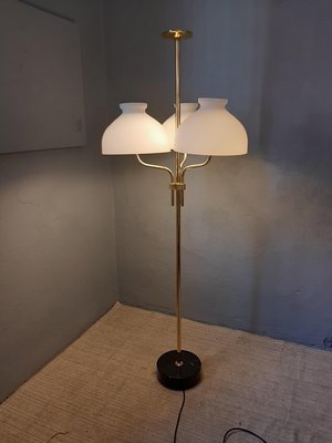 brass and Opaline Glass Model LTA3B 3-Light Floor Lamp by Ignazio Gardella for Azucena, 2000s-OHK-1148233