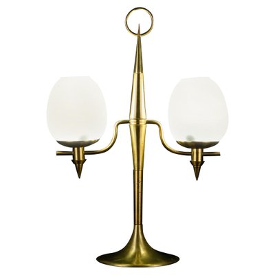 Brass and Opaline Murano Glass Table Lamp-MBH-1052806