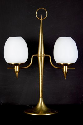 Brass and Opaline Murano Glass Table Lamp-MBH-1052806