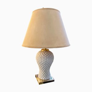 Brass and Porcelain Italian Table Lamp attributed to Tommaso Barbi, 1980s-NMK-1370901