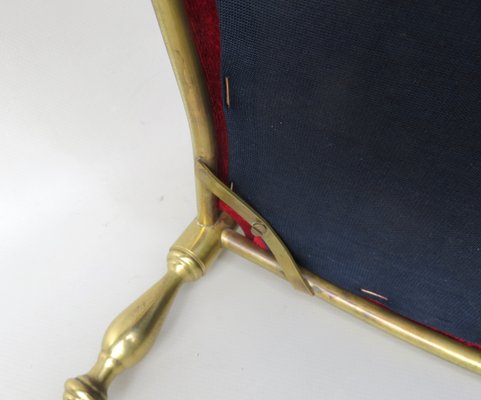 Brass and Red Velvet Chiavari Chair, Italy, 1960s-EY-1078698