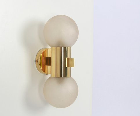 Brass and Satin Glass Sconces in the style of Sciolari, Germany, 1970s, Set of 2-UGR-1792740