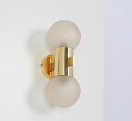 Brass and Satin Glass Sconces in the style of Sciolari, Germany, 1970s, Set of 2-UGR-1792740