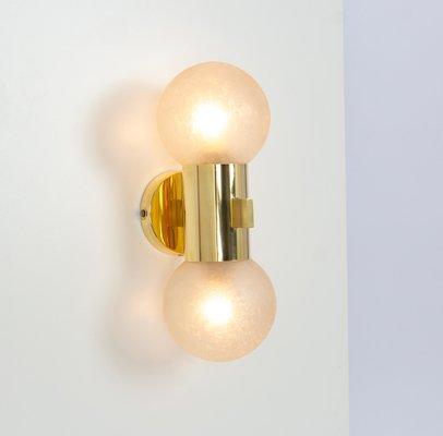 Brass and Satin Glass Sconces in the style of Sciolari, Germany, 1970s, Set of 2-UGR-1792740