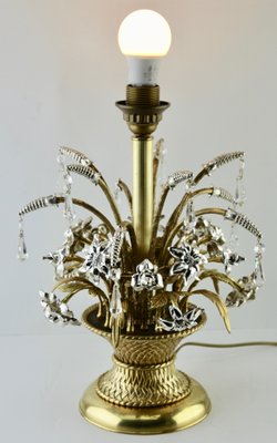 Brass and Silver Metal Flowers Bouquet in a Basket Lamp, 1960s-MJY-1148855