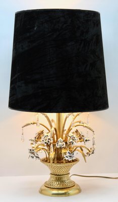 Brass and Silver Metal Flowers Bouquet in a Basket Lamp, 1960s-MJY-1148855