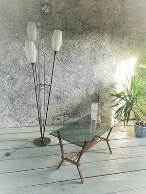 Brass and Smoke Glass Table from Maison Jansen, Italy, 1960s-POM-1449630