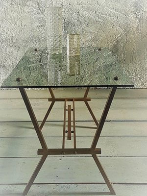 Brass and Smoke Glass Table from Maison Jansen, Italy, 1960s-POM-1449630