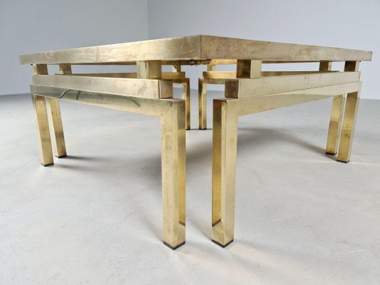 Brass and Smoked Glass Coffee Table, 1970s-UJI-899343