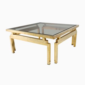 Brass and Smoked Glass Coffee Table, 1970s-UJI-899343