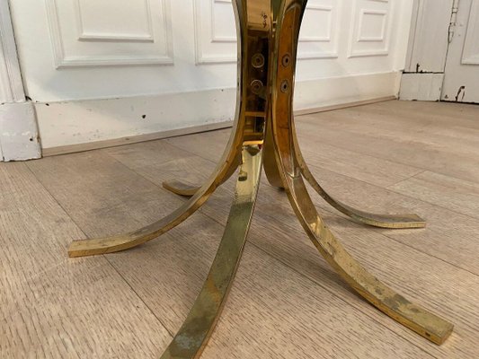 Brass and Smoked Glass Coffee Table-JG-1323271