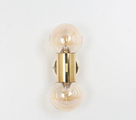 Brass and Smoked Glass Sconces in the style of Sciolari, Germany, 1970s, Set of 2-UGR-1791984