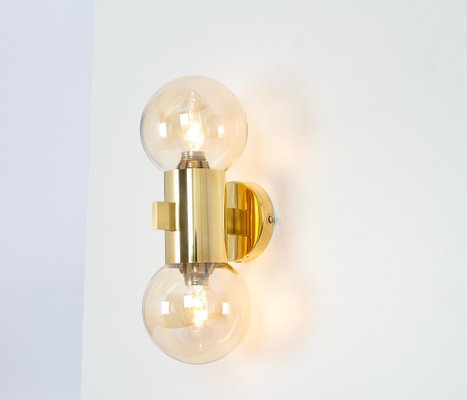 Brass and Smoked Glass Sconces in the style of Sciolari, Germany, 1970s, Set of 2-UGR-1791984