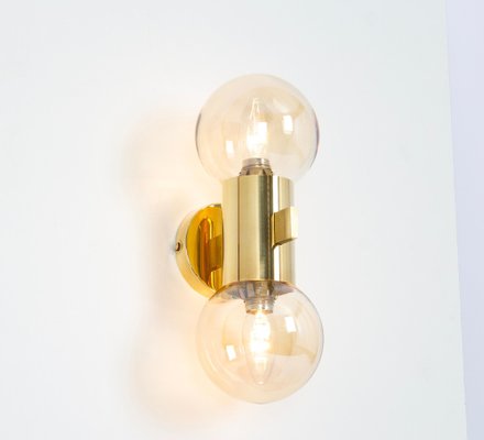 Brass and Smoked Glass Sconces in the style of Sciolari, Germany, 1970s, Set of 2-UGR-1791984