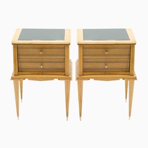 Brass and Sycamore Nightstands Attributed to Suzanne Guiguichon, 1950s, Set of 2-YJA-713781