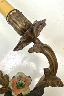 Brass and Tole Floral Wall Sconces, France, 1940s, Set of 2-WZZ-1436306