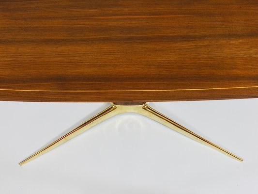 Brass and Walnut Coffee Table attributed to Oswald Haerdtl for Hagenauer, Vienna, Austria, 1950s-MWV-1751063