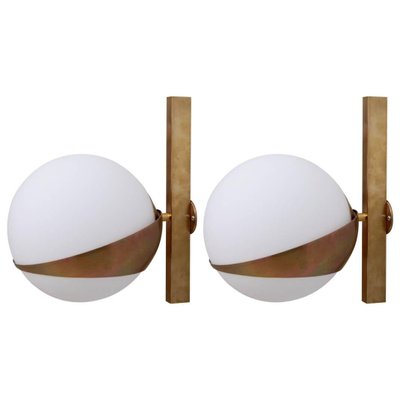 Brass and White Glass Sconce in the Style of Stilnovo-VLZ-631900