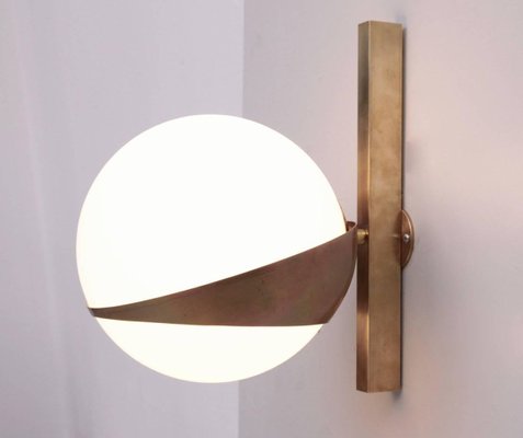 Brass and White Glass Sconce in the Style of Stilnovo-VLZ-631900