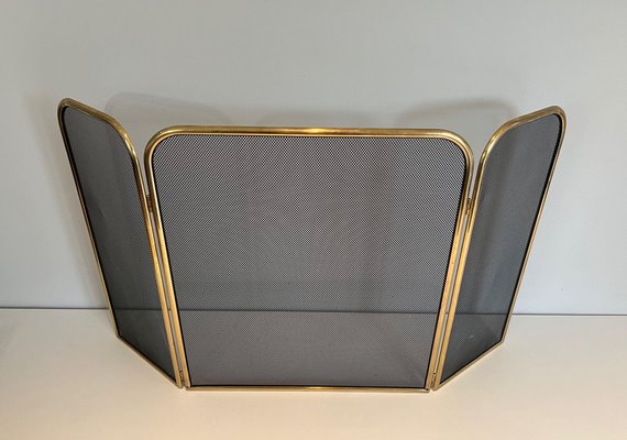 Brass and Wire Mesh Fireguard, 1970s-BA-1461520