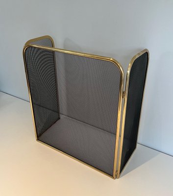 Brass and Wire Mesh Fireguard, 1970s-BA-1461520