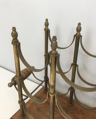 Brass and Wood Bottle Rack, 1960s-BA-658232