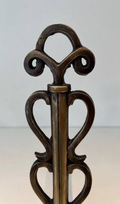 Brass and Wrought Iron Chenets in the style of Raymond Subes, 1940s, Set of 2-BA-1787267