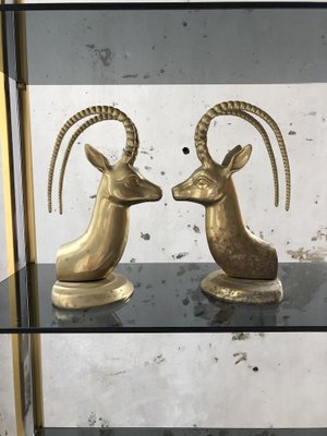 Brass Antelope Bookends, 1950s, Set of 2-LCU-689751