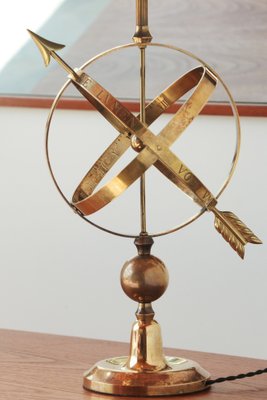 Brass Arrowed Armillary Sphere Table Lamp-YRI-1393228