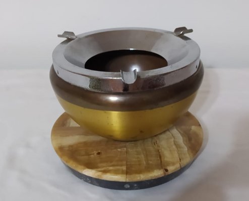 Brass Ashtray with Marble Base, 1960s-SNX-1368506