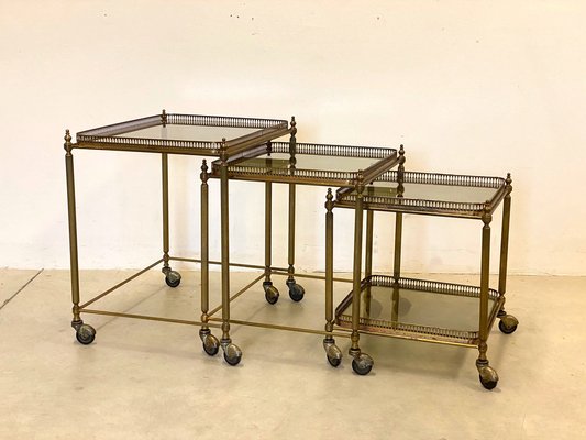 Brass Bar Carts, 1960s, Set of 3-NPC-1069049