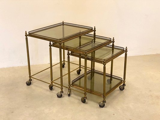 Brass Bar Carts, 1960s, Set of 3-NPC-1069049